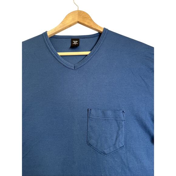 Calida Womens Medium Navy Blue 100% Cotton V Neck T-Shirt Sleep Shirt READ - Picture 2 of 12